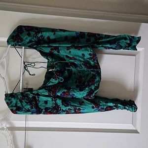 Free People Teal Floral Crop Top